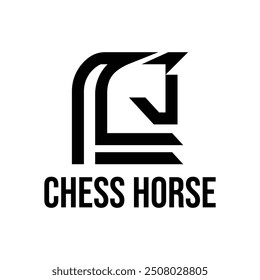 chess horse knight minimalist logo design