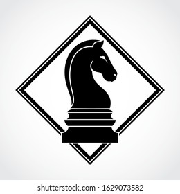 chess horse knight on square logo design