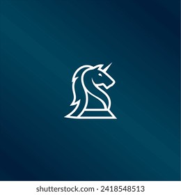 chess horse knight on square logo design