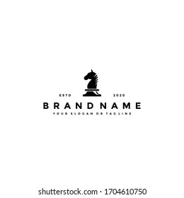 chess horse logo design vector template