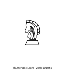 chess horse logo in line art design style