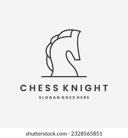 Chess Horse Logo Line Design. Chess Knight Horse linear logo