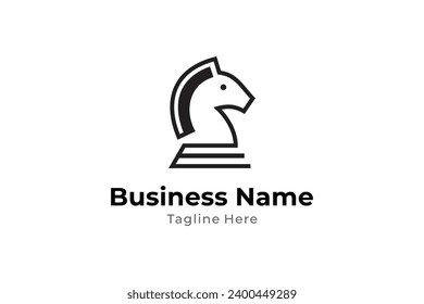 Chess horse logo in minimalist line art design style