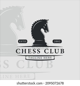 chess and horse logo vintage vector illustration template icon graphic design. knight retro sign or symbol for chess tournament or club