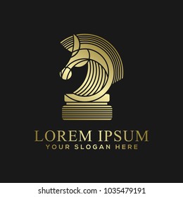 Chess, horse luxury logo template