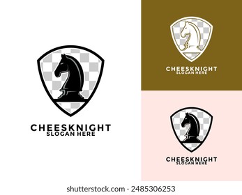 Chess Horse Luxury Logo Template, knight chess piece symbol logo design