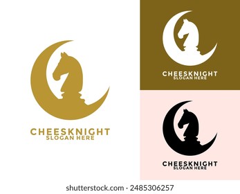 Chess Horse Luxury Logo Template, knight chess piece symbol logo design