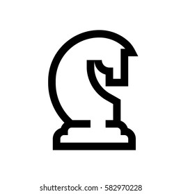 Chess horse mini line, icon, background and graphic. The icon is black and white, linear  flat, vector, pixel perfect, minimal, suitable for web and print. 