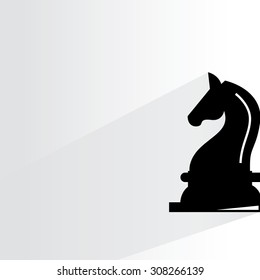 chess horse on white background, flat and drop shadow theme