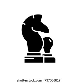 chess - horse, pawn icon, vector illustration, black sign on isolated background