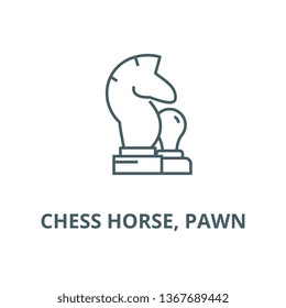 Chess horse, pawn line icon, vector. Chess horse, pawn outline sign, concept symbol, flat illustration