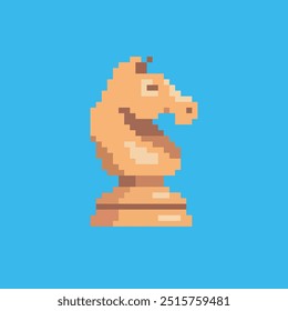 
Caballo de ajedrez pixel art, Ilustración vectorial sobre fondo aislado.