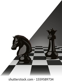 
chess horse and chess queen art