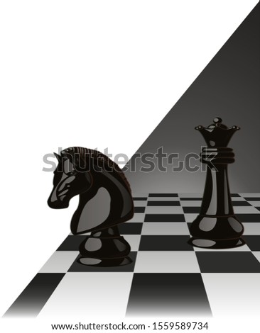 
chess horse and chess queen art