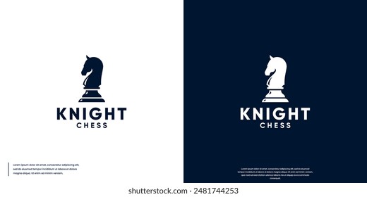 chess horse silhouette, logo design template.