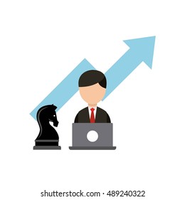 chess horse strategy business vector illustration design