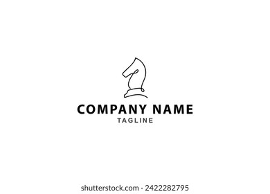 chess horse vector logo design with continuous line style