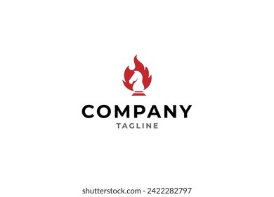 chess horse vector logo design with hot fire combination