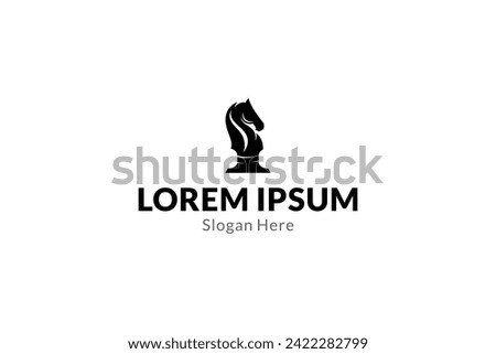 chess horse vector logo design with flat style