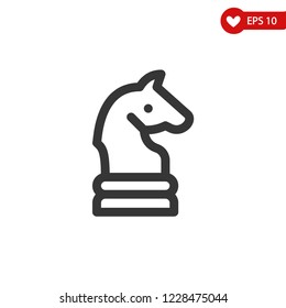 Chess horse/knight-strategy, chessboard figure, simple line icon isolated on white background