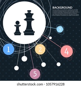 Chess Icon with the background to the point and with infographic style. Vector illustration