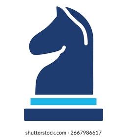 Chess Icon In Blue Monochrome Flat Design, Vector Illustration