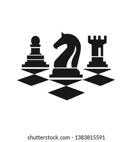 Chess icon with chess board illustrations