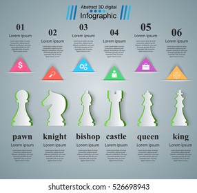 Chess icon. Business Infographics origami style Vector illustration.
