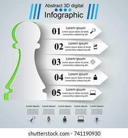 Chess icon. Business Infographics origami style Vector illustration.