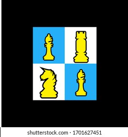 Chess icon colorful figures pieces tournament game vector illustration