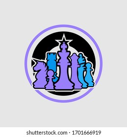 Chess icon colorful figures pieces game vector illustration