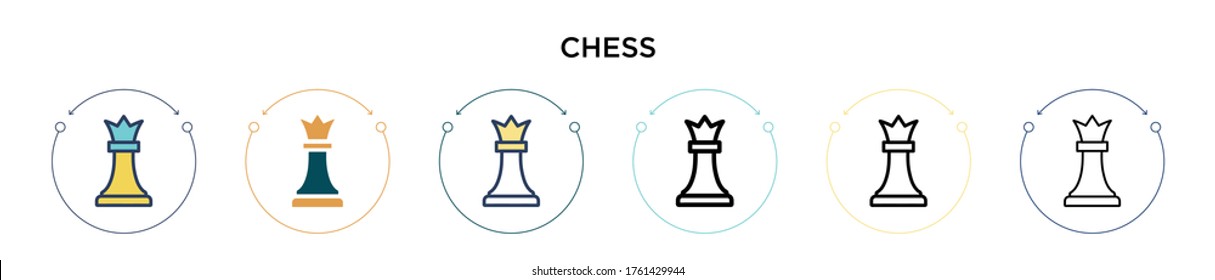Chess icon in filled, thin line, outline and stroke style. Vector illustration of two colored and black chess vector icons designs can be used for mobile, ui, web