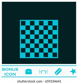 Chess icon flat. Blue pictogram on dark background. Vector illustration symbol and bonus icons