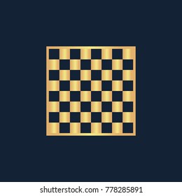 Chess icon flat. Simple gold pictogram on dark background. Vector illustration symbol