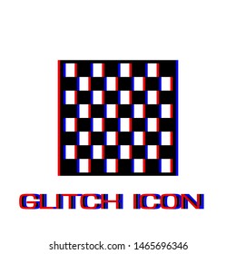 Chess icon flat. Simple pictogram - Glitch effect. Vector illustration symbol