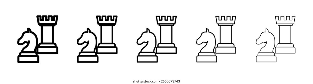 Chess icon graphic set. trendy stroke line style