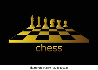 chess icon illustration, golden chess logo vector