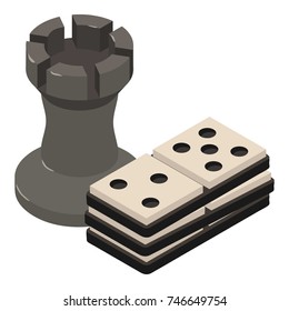 Chess icon. Isometric illustration of chess vector icon for web