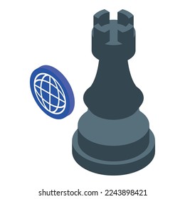 Chess icon isometric vector. Online game. Board story