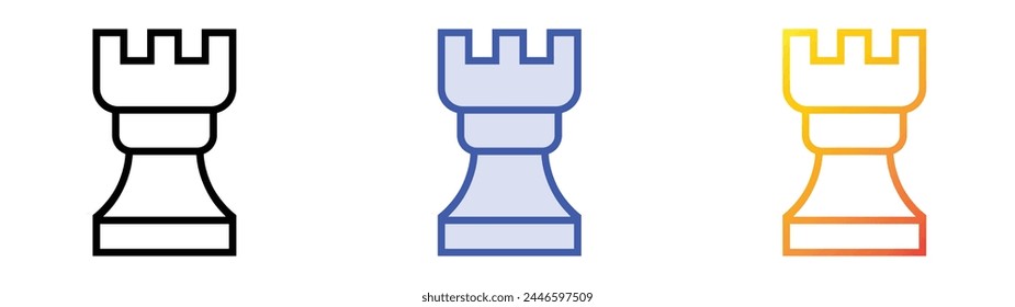 chess icon. Linear, Blue Fill and Gradient Style Design Isolated On White Background