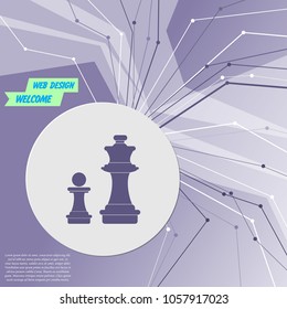 Chess Icon on purple abstract modern background. The lines in all directions. With room for your advertising. Vector illustration