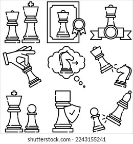 Chess icon outline style part seven