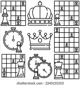 Chess icon outline style part three