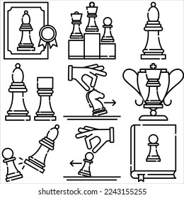 Chess icon outline style part one