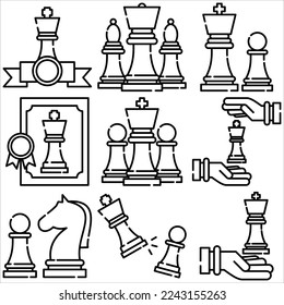 Chess icon outline style part four