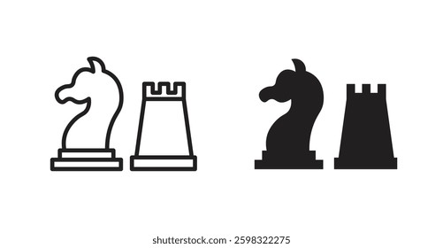 Chess icon outlined icon vector collection.