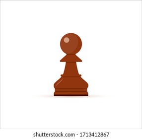 Chess icon of pawn. Isolated on white background. leisure sport symbol. Vector illustration. Wooden figure.