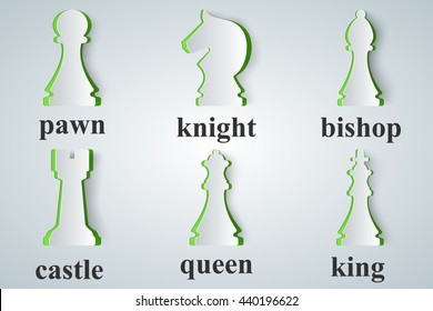 Chess icon. Pawn, knight, bishop, castle, queen, king logo.