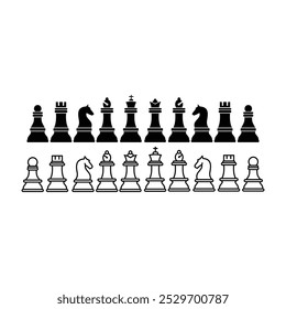 Chess icon set. Black and linear. Vector template