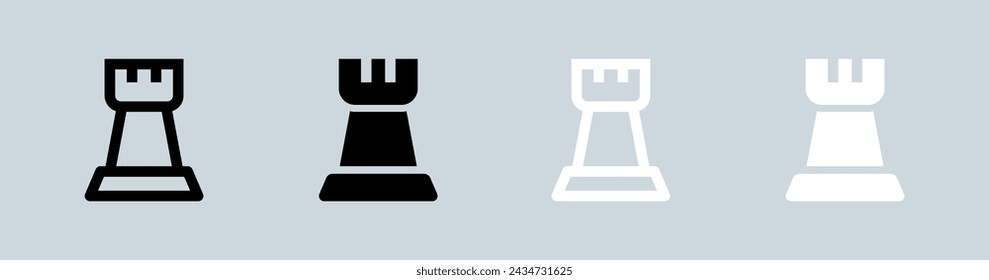 Chess icon set in black and white. Board game signs vector illustration.